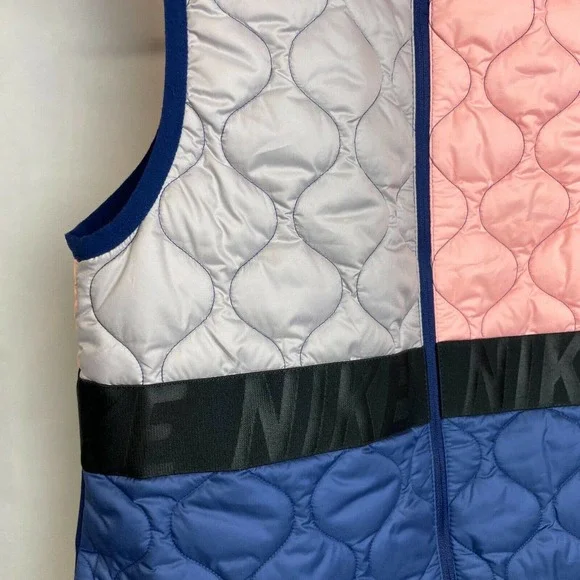 Nike Running AeroLayer Quilted Vest Jacket Size XS Pink Gray Blue color block - Picture 5 of 12